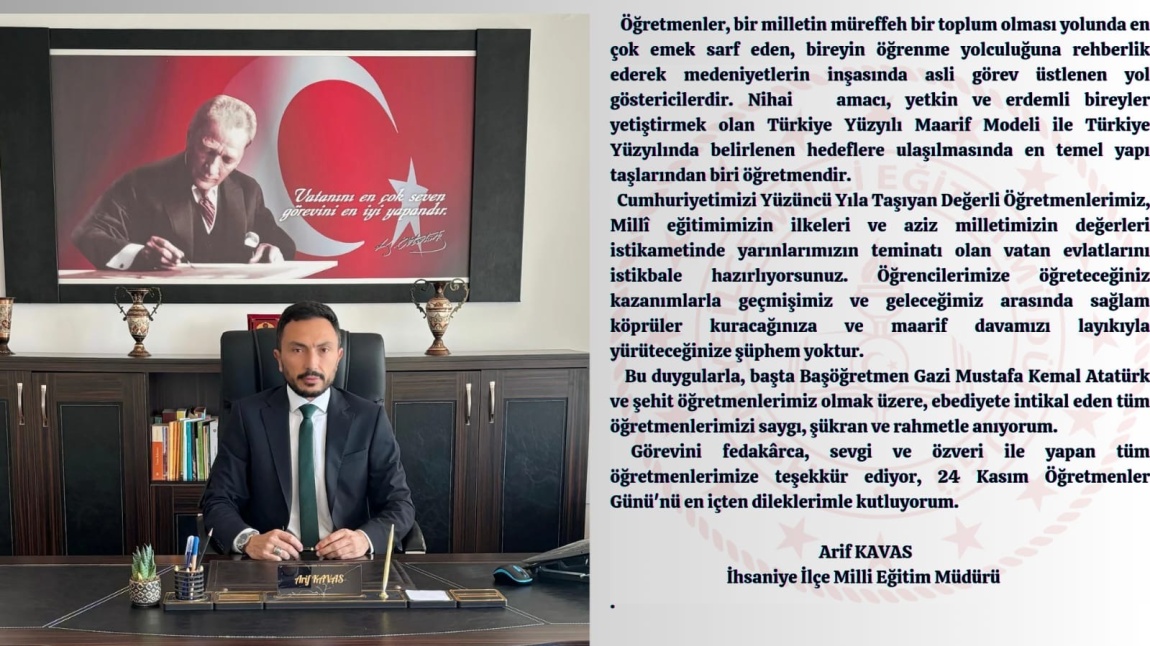 İLÇE MİLLİ EĞİTİM MÜDÜRÜMÜZÜN ÖĞRETMENLER GÜNÜ MESAJI